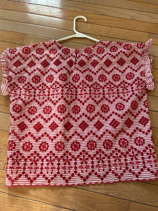 Zara Striped Eyelet Boxy Style Top - Picture 12 of 15